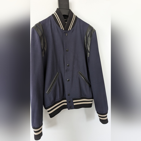 SAINT LAURENT Teddy Jacket in Navy Gabardine Wool (Size 46) - Picture 4 of 9